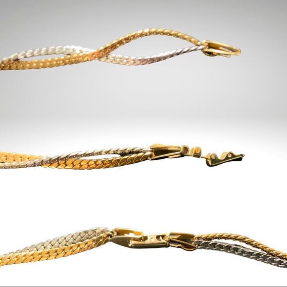 Avon Herringbone two strand gold and silver tone necklace, vintage - Picture 6 of 8
